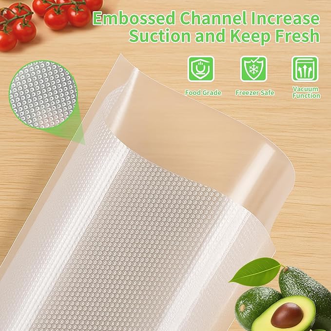 MakMeFre 6Pack 8"x20'(3Rolls) and 11"x20' (3Rolls) Vacuum Sealer Bags Rolls with BPA Free,Heavy Duty Vacuum Sealer Storage Bags Rolls,Cut to Size Roll,Great for Sous Vide Cooking