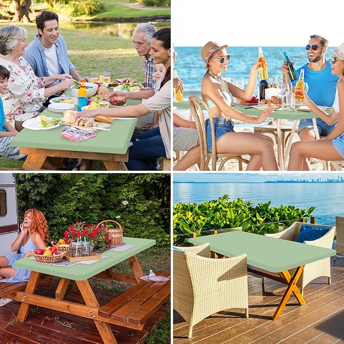 homing Rectangle Table Cloth Cover, Waterproof Polyester Elastic Fitted Tablecloth, Fits for 4 Foot Folding Tables, Washable Table Protector for Picnic, Camping, Outdoor (Green, 30" x 48")