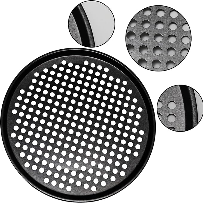 12 Inch Round Pizza Pan with Holes, Carbon Steel Pizza Pans for Frozen & Homemade Pizza, Nonstick Pizza Tray for Oven