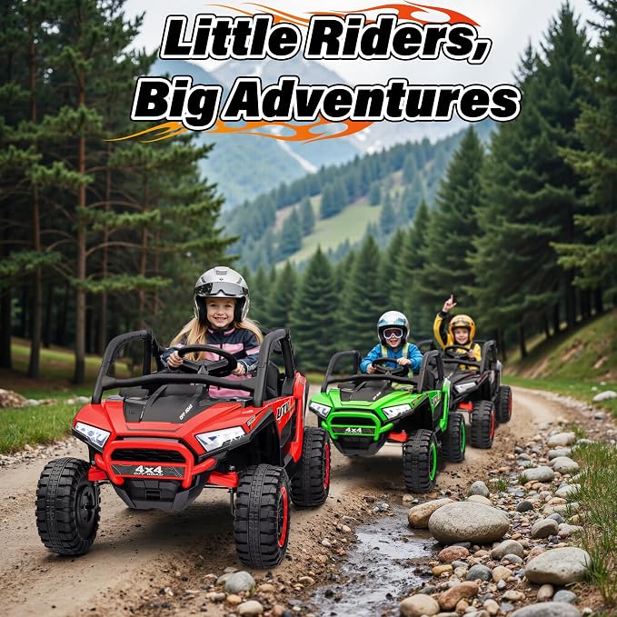 24V Ride on Car, 2 Seater XL 4X4 Off-Road UTV w/RMP2000W Powerful Motors, Remote Control, Bluetooth Music, LED Lights, 24 Volt Ride on Toys for Big Kids, Red