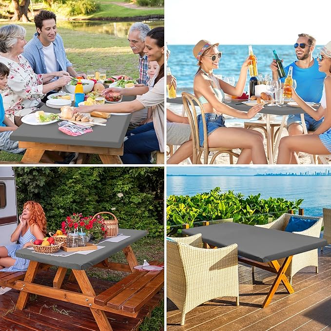 homing Rectangle Table Cloth Cover, Waterproof Polyester Elastic Fitted Tablecloth, Fits for 5 Foot Folding Tables, Washable Table Protector for Picnic, Camping, Outdoor (Grey, 30" x 60")