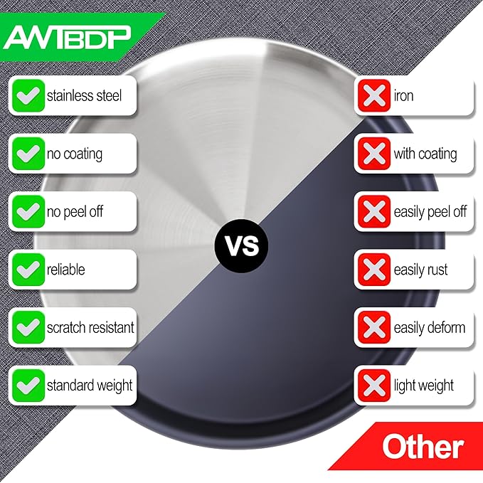 AWTBDP 12 Inch Pizza Pan for Oven Set of 2, Non-Stick Stainless Steel Pizza Pans, Sturdy Non-Toxic Round Pizza Tray for Cookie Pizza Pie Cake, Dishwasher Safe & Easy Clean