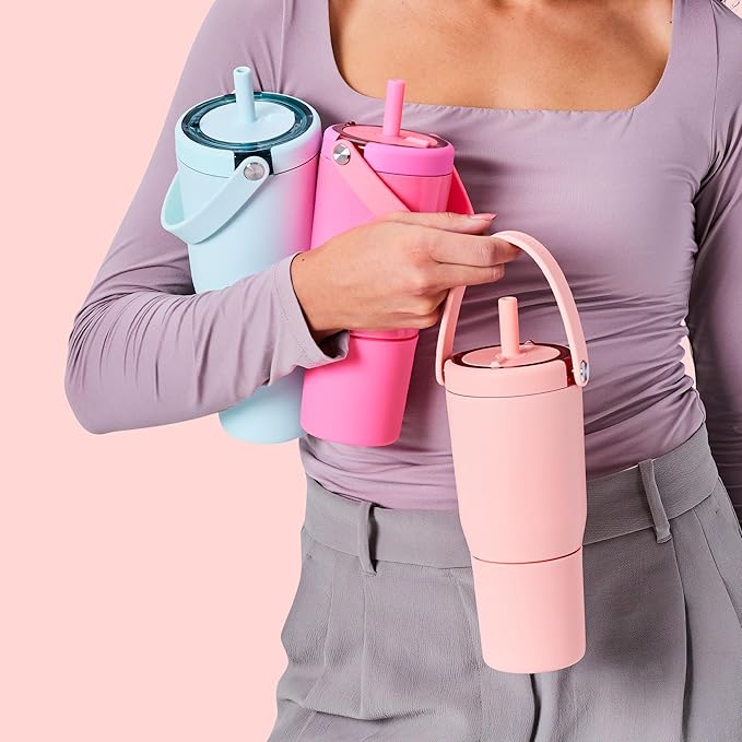 BrüMate Resa 25oz 100% Leakproof Travel Tumbler with Handle & Straw | Flexible SoftSip Straw | Silicone Sleeve for Durability | Stainless Steel | Cup Holder & Travel Friendly Water Bottle | (Sage)