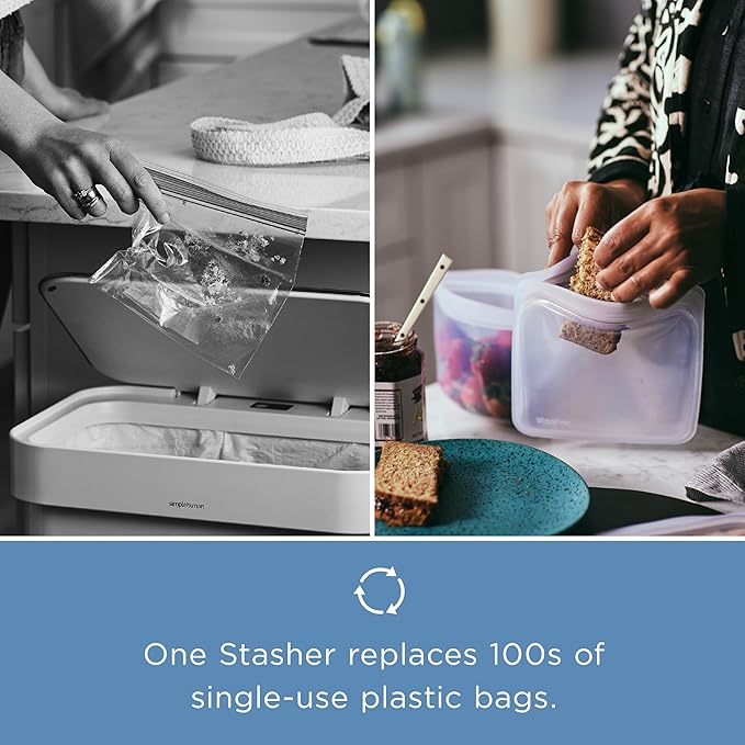 Stasher Silicone Reusable Storage Bags, 3-Pack, Reusable Freezer Bags, Microwave, Dishwasher, Oven Safe, Sous Vide, Premium Lunch Containers, Eco Friendly, Food Storage Bags, Snack Bags, Multicolor | Reusable Food Bags