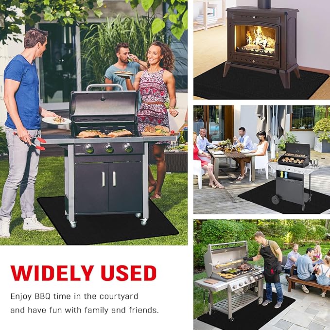 48 x 30 inch Under Grill Mats for Outdoor Grill, Double-Sided Fireproof, Oil and Waterproof Protective Mat for Grass and Deck, Outerdoor BBQ Fire Pit Fireplace Mat