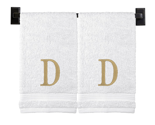 Custom Luxury Towels Monogrammed Hand Towels for Bathroom | Set of 2 | Genuine Turkish Towels | Choose Towel and Thread Color | A - Z | Monogrammed Towels with Embroidered Modern Font