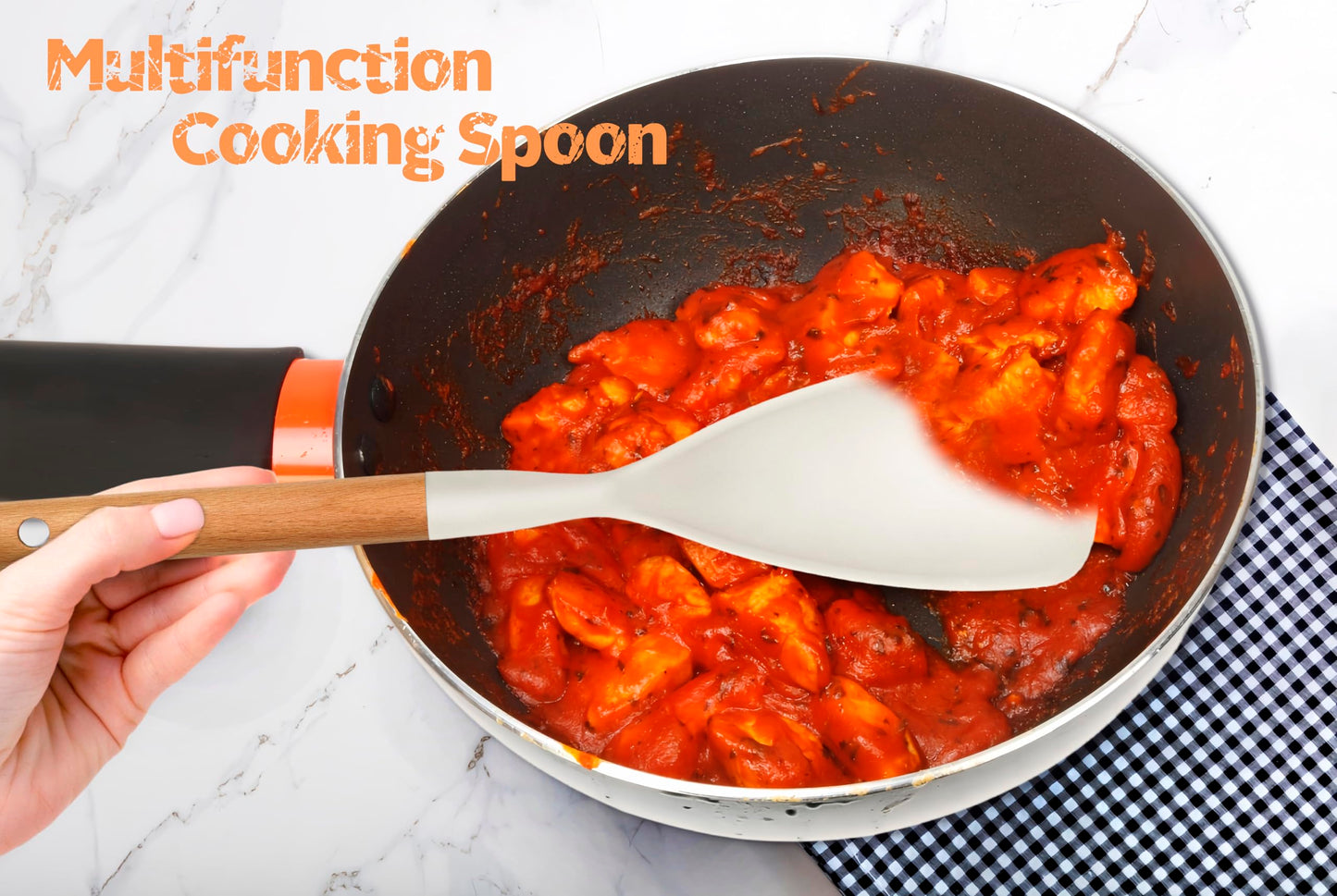 Silicone Cooking Utensils Set, 6 Pack Large Kitchen Utensils Set with Wooden Handle, Heat Resistant Silicone Utensil Spatula Set for Nonstick Cookware, Spatula, Turner, Spoon, Ladle BPA Free (White)