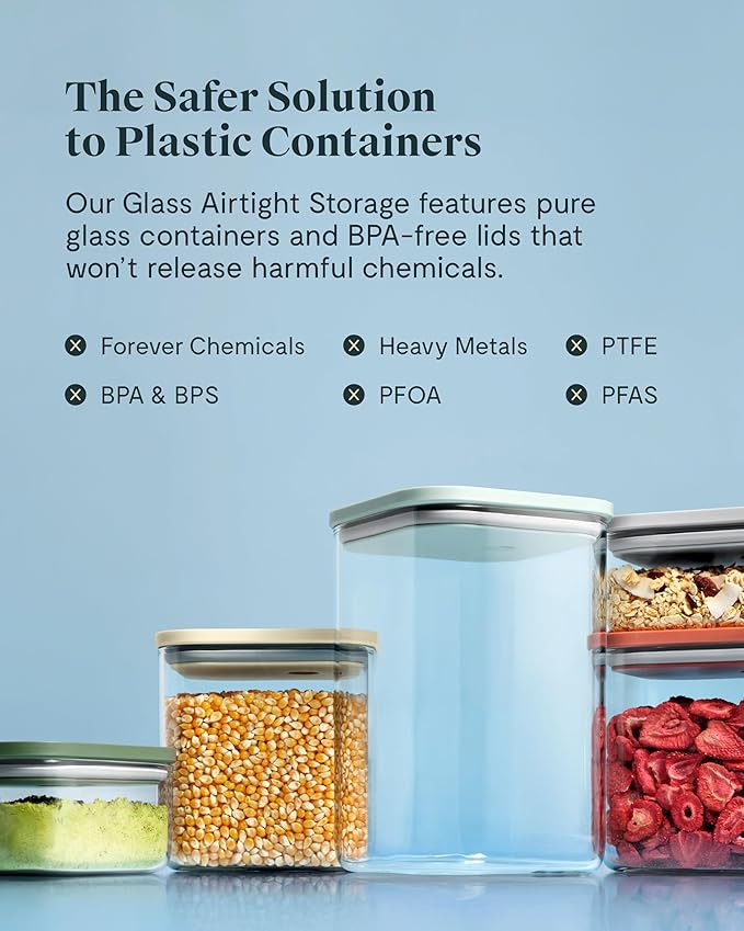 Caraway 4qt Glass Airtight Food Storage Container with Lid – Non-Toxic, BPA-Free Kitchen Storage Container – Stackable, Space-Saving Airtight Container for Dry Goods and More - Navy