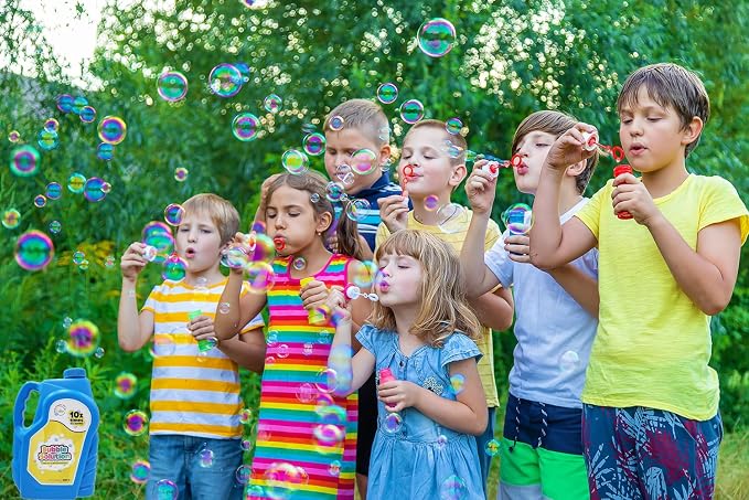 The Dreidel Company 2-Pack Ready Bubble Solution Refill for Bubbles Toys, Up to 2.5 Gallon, Non-Toxic Large 32oz Ready Liquid for Bubble Machine, Bubble Guns, Wands, Bubble Lawn Mower Toy