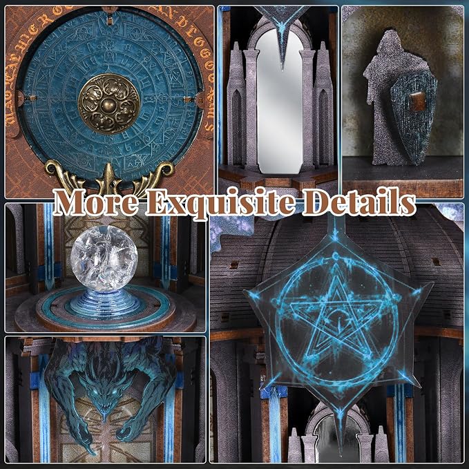CCCDF Circle of Magic Book Nook Kit, Openable Magic Book Shaped Miniature Dollhouse, Closed Book Style Bookshelf Insert Decor with LED Light, DIY Wizard Themed Craft Gift for Teens and Adults
