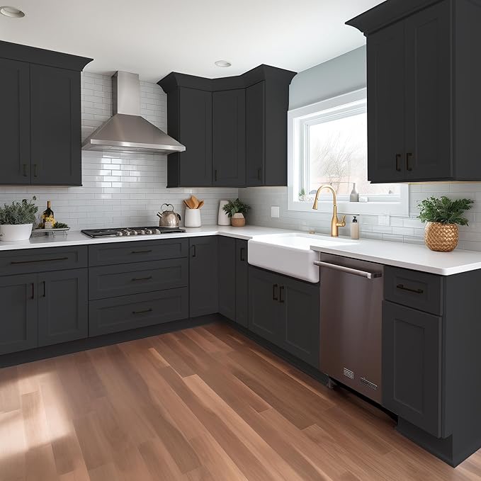 Wall-Mounted Cabinet – Solid Wood Shaker Style Medicine Cabinet with Adjustable Shelves & Soft-Close Doors for Bathroom, Kitchen, and Office Storage (Charcoal Black, 39" W x 12" D x 42" H)