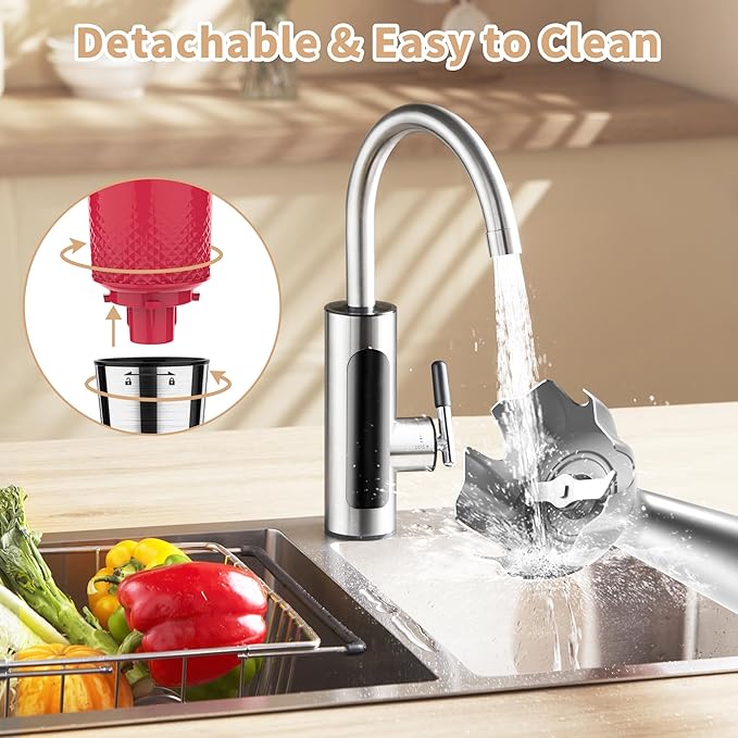 Toogel Cordless Immersion Blender, Electric Hand Blender with 21-Speed & 3-Angle Adjust, USB Rechargeable, BPA-Free & Dishwasher Safe for Baby Food, Smoothies, Soup (Red)