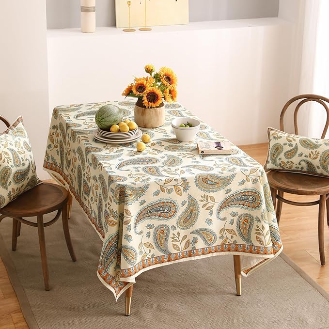 patdrea Designer Vintage French Rectangular Table Cloth,Italian Floral Wrinkle Free Extra Long Tablecloth,Decor Table Cover for Kitchen Dining,Christmas,Tea Party,Thanksgiving,63"x110"-Lysaniya