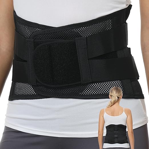 NeoTech Care Adjustable Double Pull Lumbar Brace/Lower Back Belt (Grey, Size L)