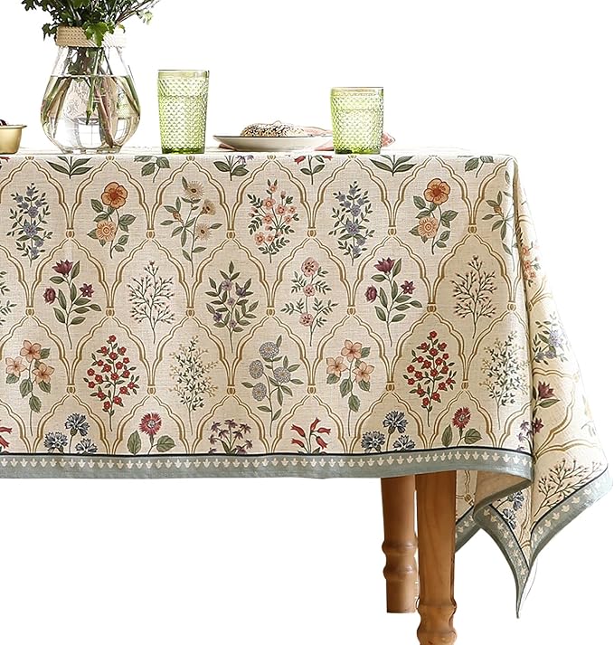 ISAENNE Designer Small Square Tablecloth,Western Linen Colorful Floral Indoor Table Cloth,Wrinkle Resistant Decor Tablecloths for Dining Thanksgiving Kitchen Christmas,55"*55"-Serenity B