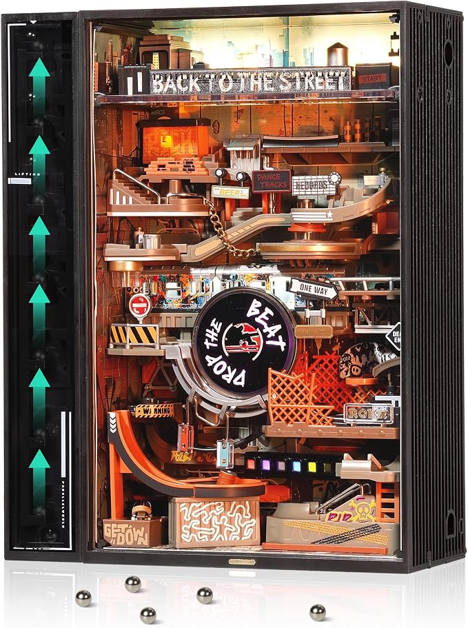 ROKR Marble Run Mechanical 3D Puzzles for Adults& Teens, DIY Miniature Model Building Kit, Parallel World Hip-Hop Street MR03S