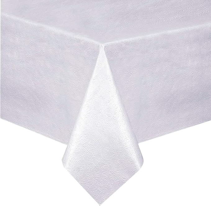 Home Bargains Plus Quilted Heavy Duty Table Pad Protector with Flannel Backing, Cut to Fit, Heat Resistant, Wipe Clean, Protects Table from Spills and Scratches, White, 52” x 108” Rectangle