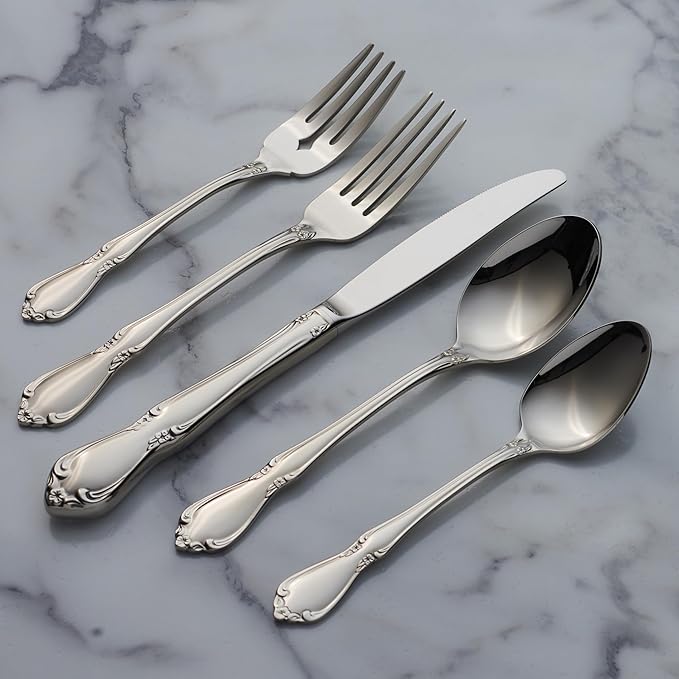 Oneida Chateau Fine Flatware Dinner Forks, Set of 4, 18/10 Stainless Steel, 2610004A