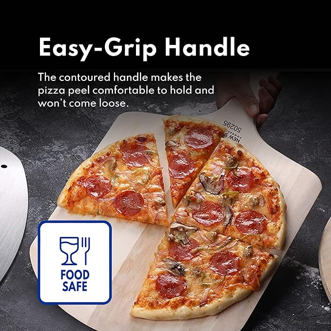 New Star Foodservice 50226 Restaurant-Grade Wooden Pizza Peel, 14" L x 12" W Plate, with 8" L Wooden Handle, 22" Overall Length