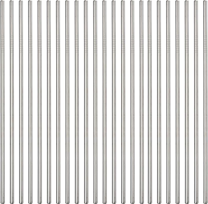 Stainless Steel Straw 100Pcs In Bulk,Ultra Long 10.5" Reusable Metal Straight Straws in Wholesale Order for Drinks (10.5" - Silver, 100pcs - Straight)