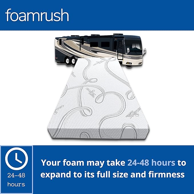 FoamRush 6-Inch Bunk (35" x 79") Mattress Gel Memory Foam RV Mattress Replacement with Cotton Cover, Medium Firm, Comfort, Pressure Relief, Made in USA, Travel Camper Trailer Truck