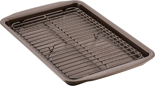 Circulon Nonstick Bakeware Set with Nonstick Cookie Sheet / Baking Sheet and Cooling Rack - 2 Piece, Chocolate Brown