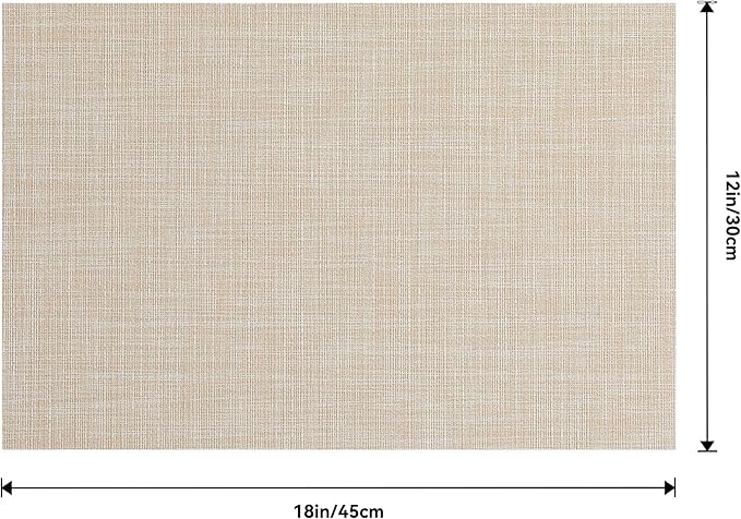 Leetaltree Beige Placemats Set of 20 - Heat Resistant Non-Slip Place mats for Dining Table, Washable Durable PVC Vinyl Woven Table Mats(Beige, 20)