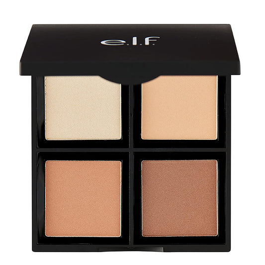 e.l.f. Contour Palette, 4 Shades, Customizable, Easy to Apply, Sculpts, Shades, Brightens, Light/Medium, Infused with Vitamin E, All-Day Wear, 0.56 Oz