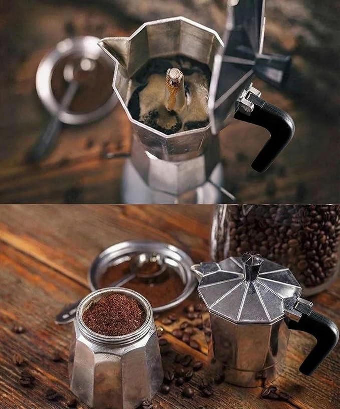 6 Cup Stovetop Espresso Maker Italian Moka Pot, Stove Top Cuban Coffee Maker, Greca Mocha Pot(Basic, 10 oz/300ml)