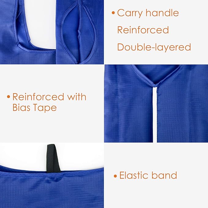 BeeGreen Blue Reusable Grocery Bags Wholesale Royal Reusable Kitchen Bags Bulk Foldable-Machine Washable with Zipper Storage Pouch 50 Packs