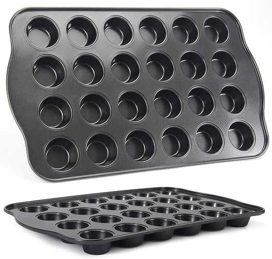 Cupcake Pan Nonstick 2 Pack (Grey, Mini 24 cup)