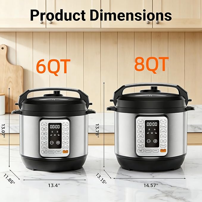 HealSmart 6QT Electric Pressure Cooker, 16-in-1 & Non-Stick Stainless Steel Multi Cooker with 12 Presets for Slow Cook, Meat Stew, Steam, Sauté, Canning, Yogurt Maker, Dishwasher Safe, Silver
