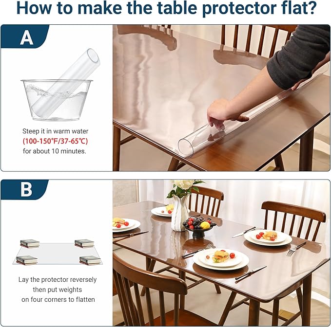 Clear Table Cover Protector Rectangle 42 x 60 Inch, 1.5mm Transparent Plastic Table Protector Waterproof, Anti-Scratch Clear Desk Mat for Office Desktop Dresser Dining Table, FDA Compliant