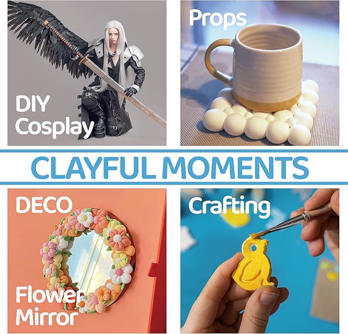 2.2 Lbs/1kg LitoJoy White Air Dry Foam Clay Pro Pack - Modeling, Soft, Light Weight for School Supply, Art Projects, Halloween Deco, Cosplay Props, Slime Supplies, Flower Mirror for Kids and Adults