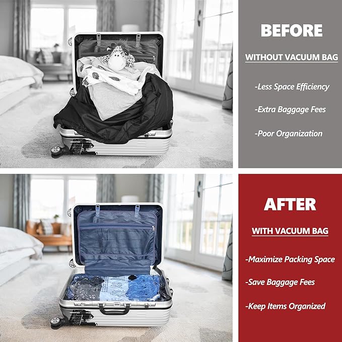 SUOCO Travel Vacuum Bags for Luggage with Portable Electric Pump, 15 Combo (5L/5M/5S) Packing Seal Bags for Clothing Suitcase Backpack, Space Saver Compression Clothes Storage Bags