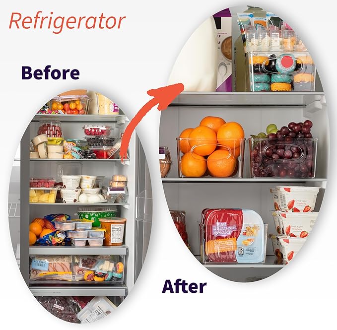 ClearSpace Plastic Pantry Organization and Storage Bins with Removable Dividers – Perfect Kitchen Organization or Kitchen Storage – Refrigerator Organizer Bins, Cabinet Organizers (2 Pack)