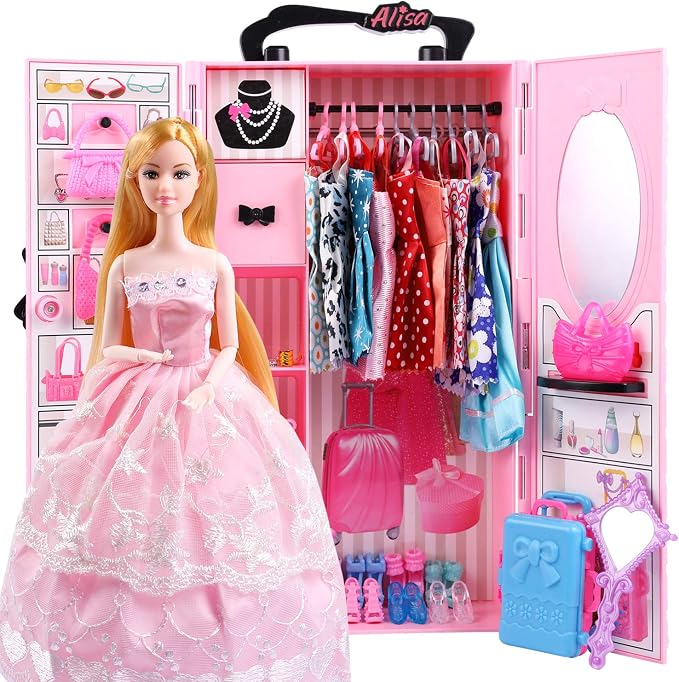 UCanaan Girl Doll and Closet Set with Doll Clothes and Accessories Items Including Fashion Dolls, Dressand Many Other Accessories (Refer Picture Shows)，Best Gitfs for Girls Christmas Birthday