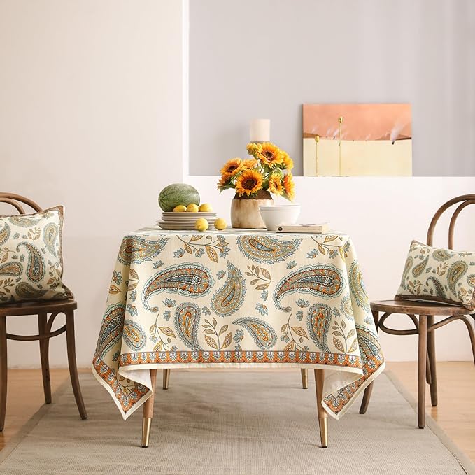 patdrea Designer Vintage French Rectangle Table Cloth,Italian Floral Wrinkle Free Farmhouse Tablecloth,Decor Table Cover for Kitchen Dining,Christmas,Tea Party,Thanksgiving,55"x79"-Lysaniya