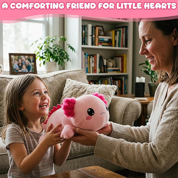 TOYSYM Weighted Stuffed Animals, Axolotl Stuffed Animal with Weighted Beads, Cute Plush Toy Pillow Gifts for Adults Kids Boys Girls