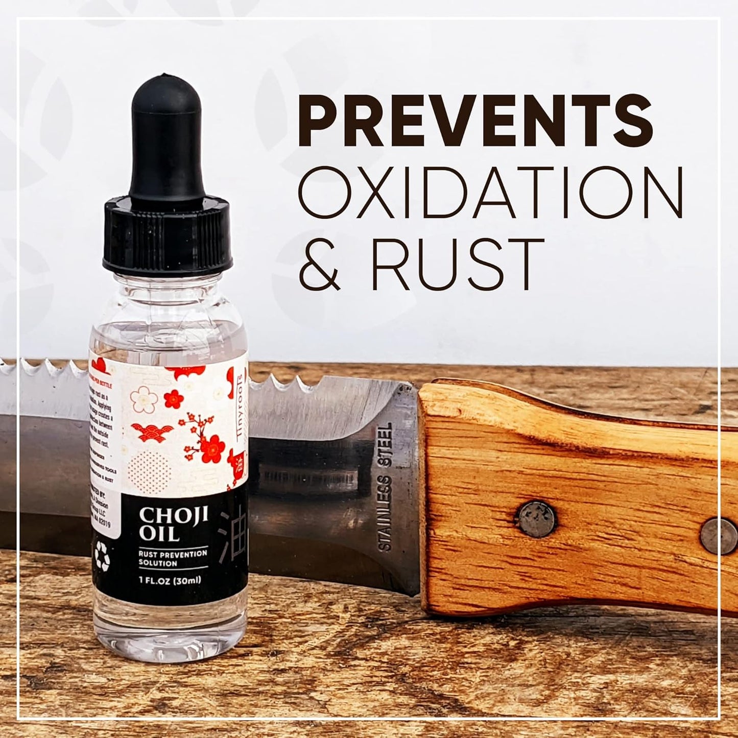 Tinyroots Choji Oil Tool Cleaning Kit, Simply Wipe the Knife Oil on to Restore Your Sword, Knives, Bonsai Tools, Includes Rust Eraser and Lint Free Cloth