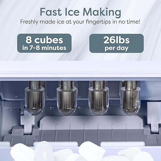 Igloo Portable Ice Maker with Scoop - Countertop Ice Maker with LED Control Panel & 1.5 Quart Water Tank - Ice Cube Maker Produces 26 Lbs. of Ice in 24 Hours with 9 Large or Small Cubes in 7 Minutes