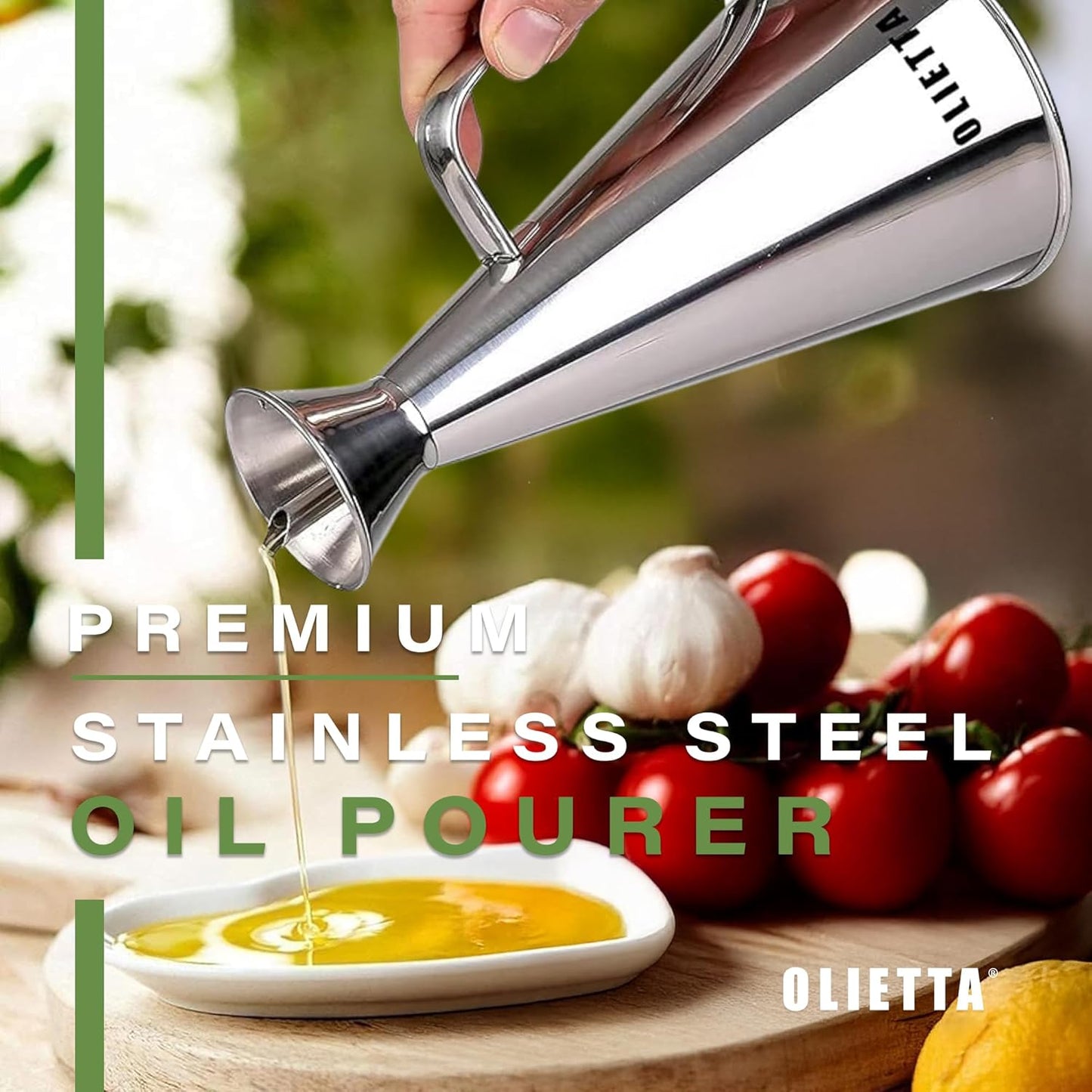 Olive Oil Dispenser Bottle Gold Stainless Steel Non Drip Leak Proof No Mess Vinegar Pourer & Kitchen Drizzler 17 oz 500ML 0.5 Litre Great for Pouring & Drizzling Easy to Clean & Leakproof