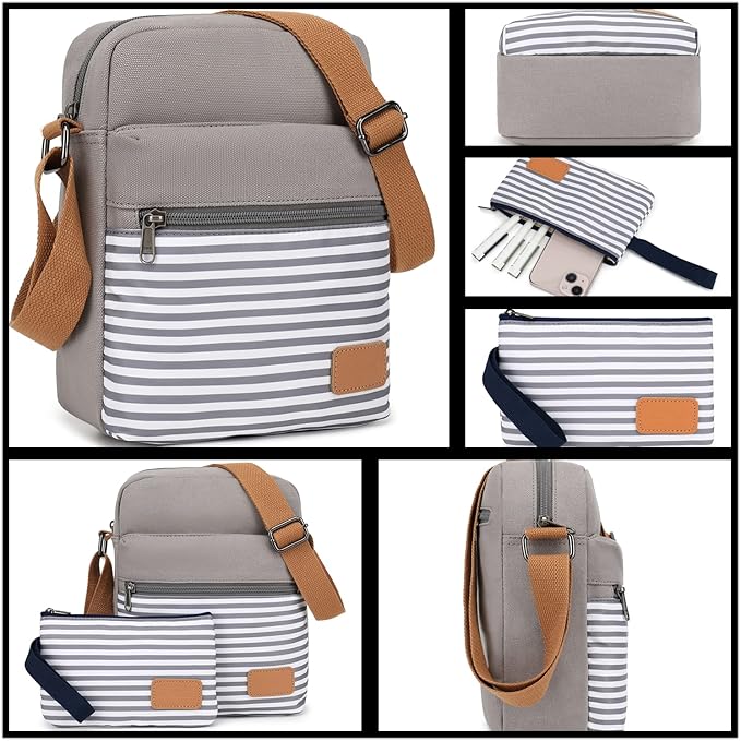 Leaper Girls Crossbody Purses for Kids 2 PCS Cross Body Bag Women Messenger Bag Girls Canvas Bag Cross Body Purse Set
