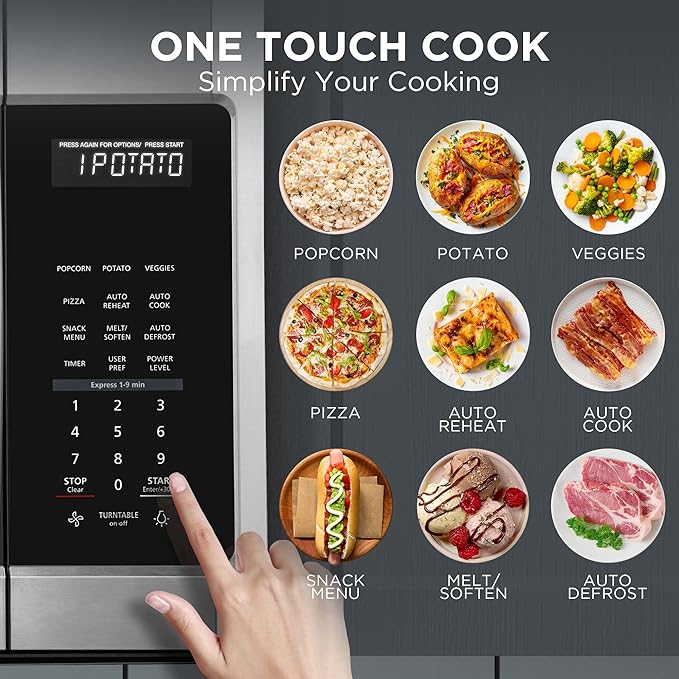 BLACK+DECKER EM044KB19 Over The Range Microwave Oven with One Touch, 1000 Watts, 400 CFM and Auto Cooking, OTR 1.9 Cu.ft
