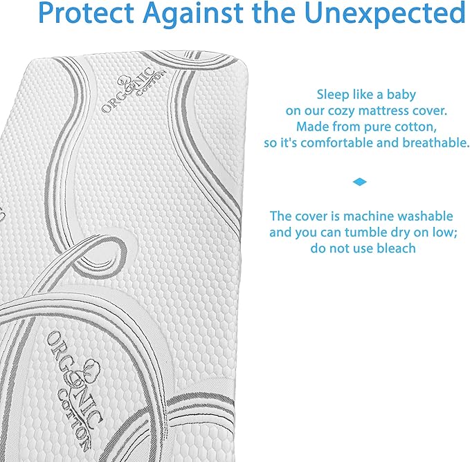 FoamRush 6" Bunk (30" x 75") Soft, Fitted, Zippered Mattress Cover Replacement, Premium Cotton, Waterproof, Non Skid Bottom, Mattress Pad Cover, Mattress Not Includedtress Not Included
