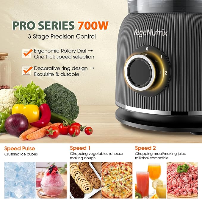 Food Processor and Blender Combo, 88 oz Food Chopper for Meat, Vegetable and Dough, 70 oz 700W Glass Jar Blender with 2 Speeds and Pulse for Smoothie, Nutrient Extractions, and More