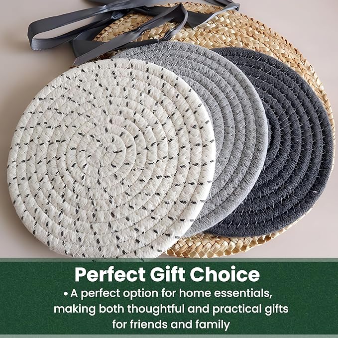 8 Inch Trivets for Hot Dishes, Hot Pots and Pans, Thick Heat Resistant Large Coaster for Kitchen, Hot Pads, Kitchen Essentials, Kitchen Decor for Table & Countertop, 6 Pcs