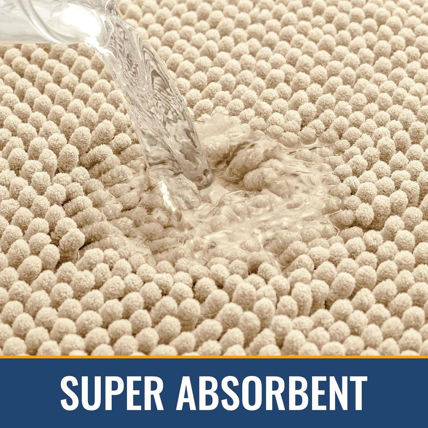 Arotive Bathroom Rugs 36x24, Extra Soft Absorbent Shaggy Chenille Bath Rugs, Machine Washable Rubber Backing Non-Slip Bath Mats for Bathroom Floor Tub and Shower, Home Decor Accessories, Beige
