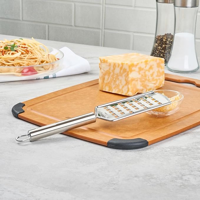 Restaurantware-German Standard Coarse Handheld Grater, 1 Flat Cheese Grater - Dishwashable, Durable, Stainless Steel, With Handle, Suitable For Potato, Carrot, Hard Cheese, And, More
