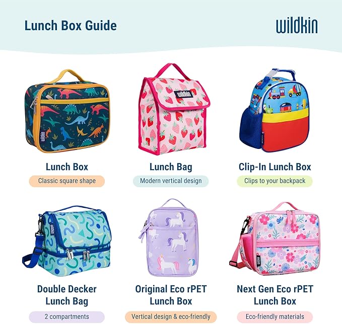Wildkin Kids Two Compartment Insulated Lunch Bag – Keeps Food Hot or Cold, Easy-Clean Lining, Leak-Resistant & BPA-Free – Boys & Girls, Ideal for School, Travel & Daycare – Holographic